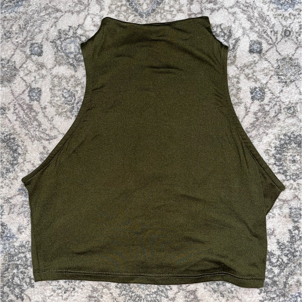 Olive green mock neck crop top